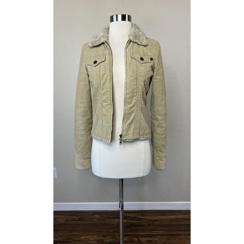 Abercrombie & Fitch Corduroy Jacket Women's Small Beige Sherpa Lined